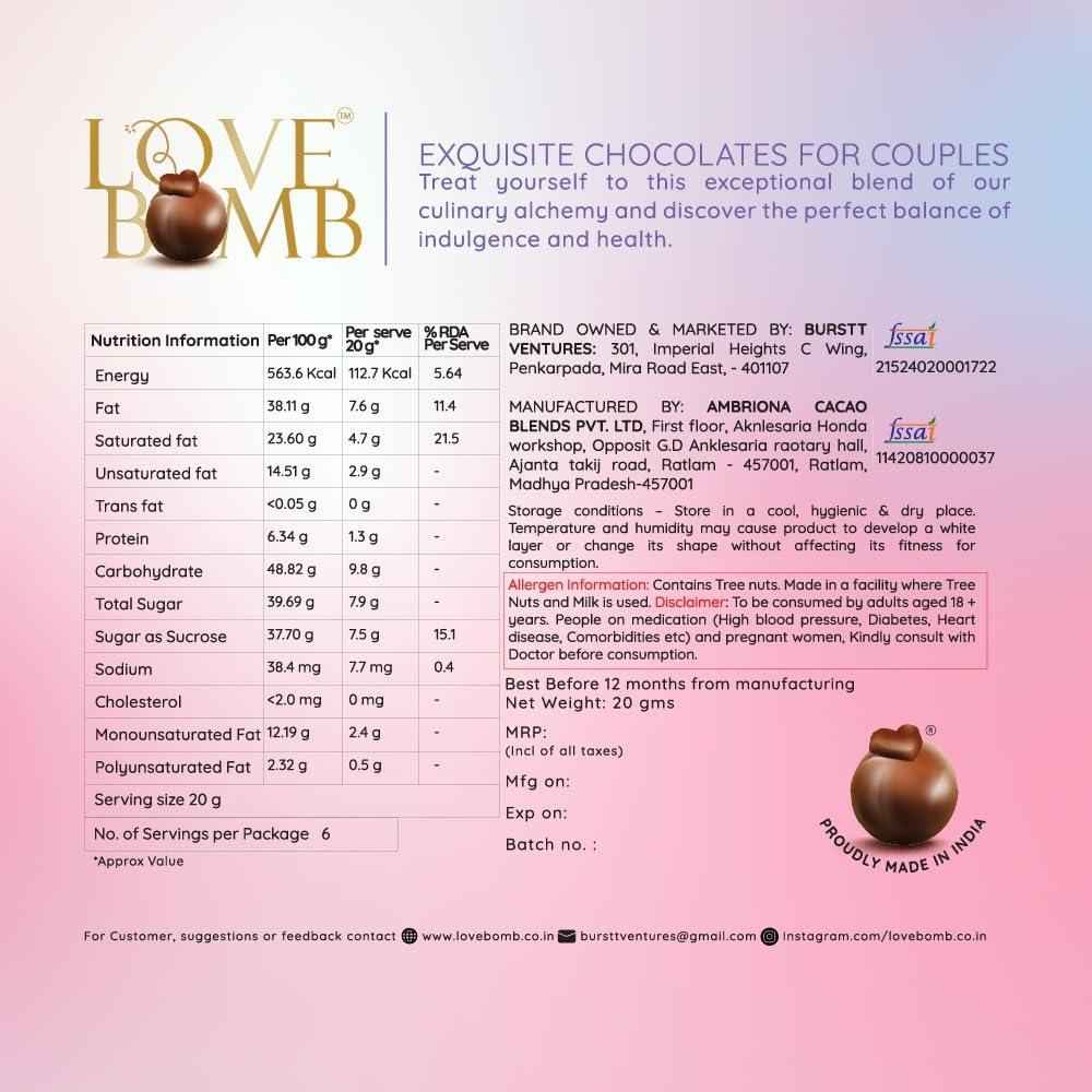 Intimacy Chocolate for Couples | Shilajit & Ashwagandha | Love Bomb