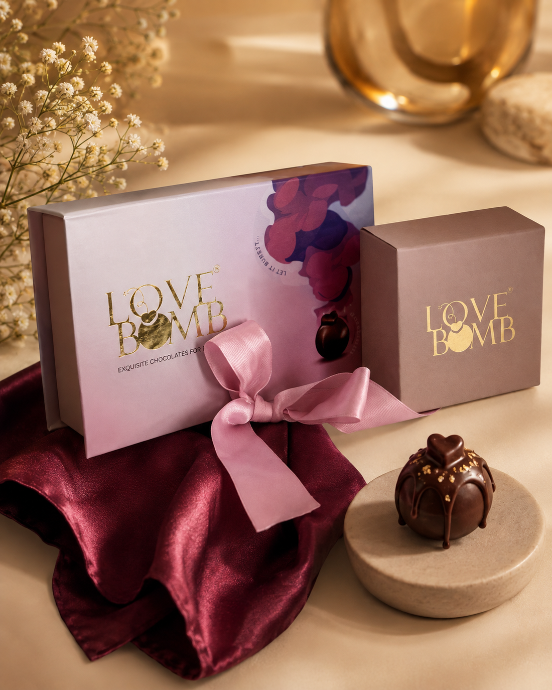 Love Bomb Date Night Kit - Intimacy Chocolate + Dice + Blindfold