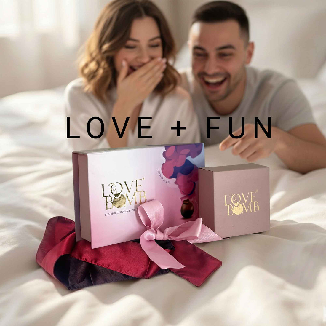 Love Bomb Date Night Kit - Intimacy Chocolate + Dice + Blindfold